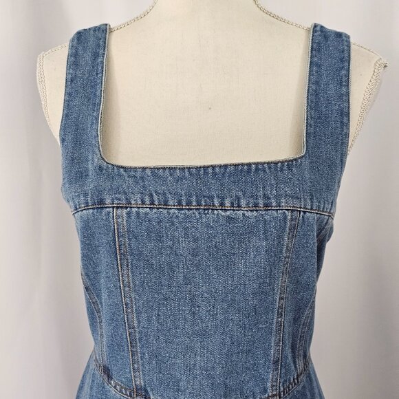 Lulus Women's Medium Wash Corset Stitched Sleeveless Denim Mini Dress Size M NWT - Picture 3 of 15